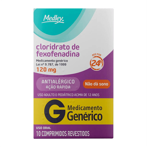 Cloridrato de Fexofenadina 120mg com 10 Comprimidos Medley