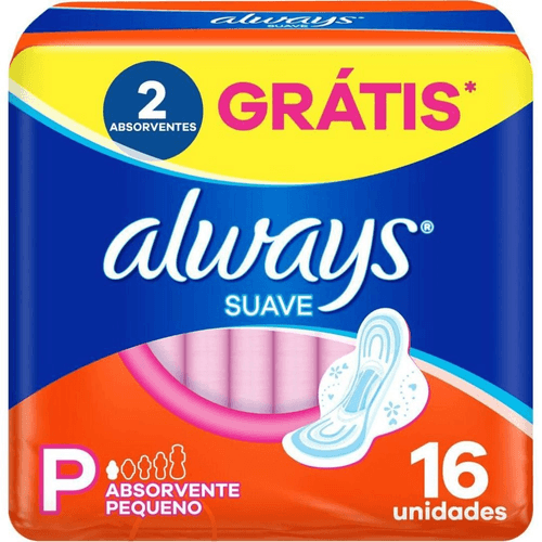 Absorvente Always Suave com Abas P com 16 Unidades Leve Mais Por Menos
