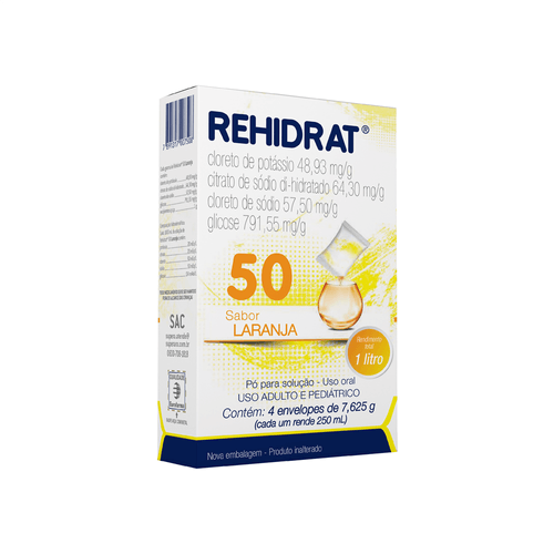 Rehidrat 50 Sabor Laranja Pó com 4 Envelopes