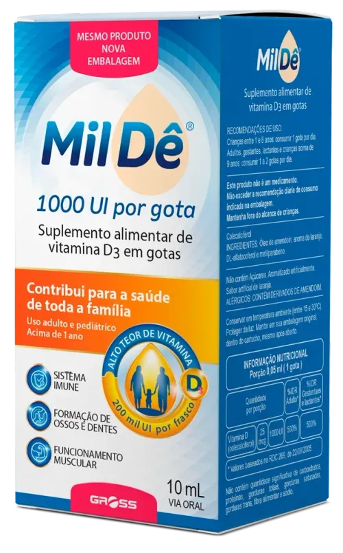Vitamina D3 Mildê 1.000 UI Gotas 10ml