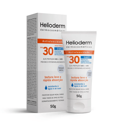 Protetor Solar Facial Helioderm Suncare FPS30 Toque Seco 50ml