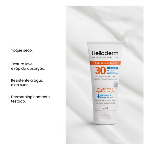 Protetor Solar Facial Helioderm Suncare FPS30 Toque Seco 50ml