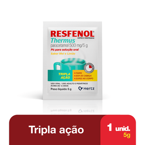 Resfenol Thermus Tripla Ação 500mg com 1 Sachê com 5g