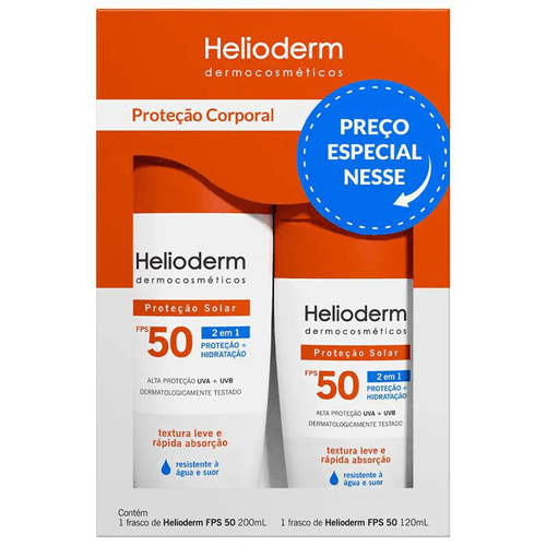 Kit Protetor Solar Econômico Helioderm FPS50 200ml + Protetor Solar FPS50 120ml