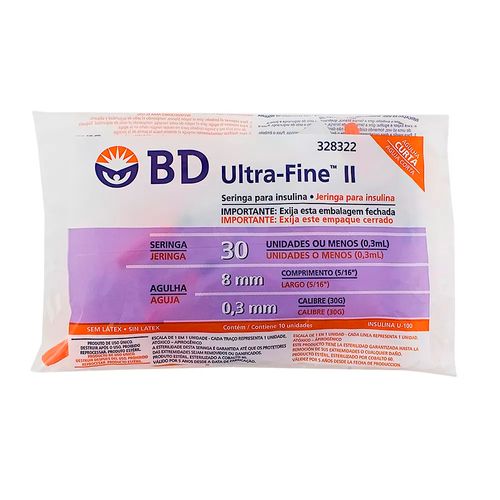 Seringa BD Insulina Ultra-Fine 30ui com 10 Unidades Agulha 8mm