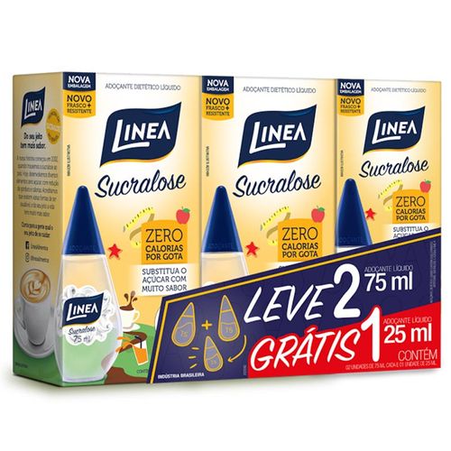 Adoçante Linea sucralose com 2 unidades de 75ml grátis 1 unidade de 25ml
