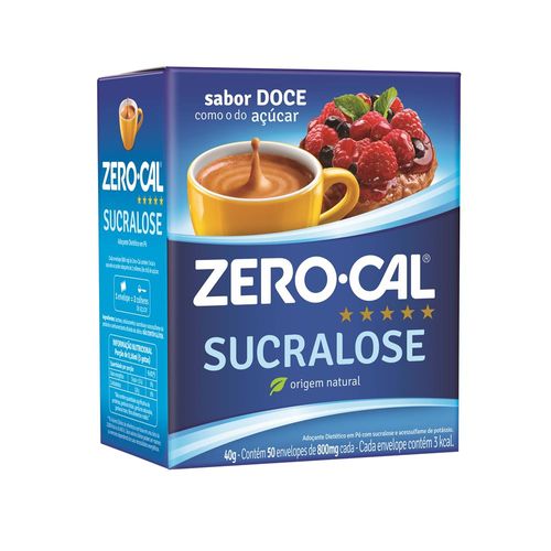 Adoçante Zero-Cal Sucralose Pó com 50 Envelopes de 800mg Cada
