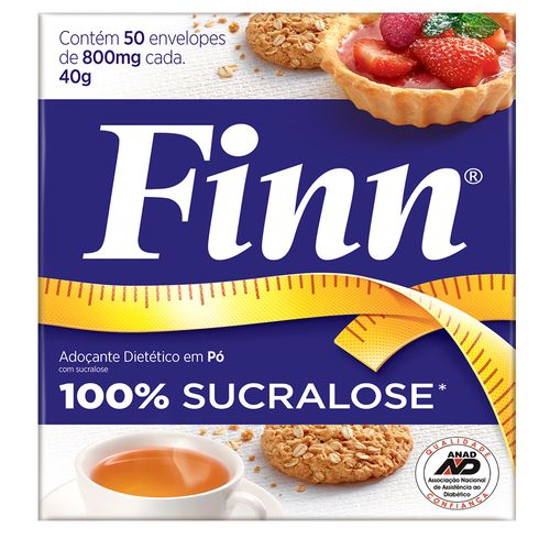 Adoçante Finn 100% Sucralose Pó com 50 Envelopes