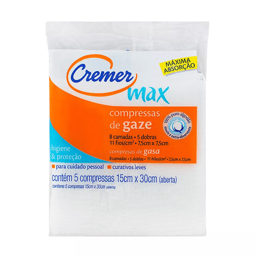 Compressa de Gaze Cremer Max 11 fios com 5 unidades