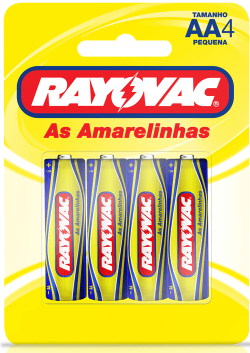 Pilha Rayovac As Amarelhinhas AA Pequena com 4 unidades