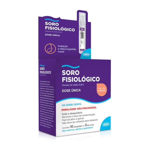 Soro Fisiológico 0,9% ADV 5ml com 10 ampolas