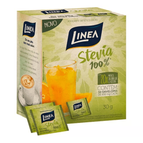 Adoçante Linea stevia pó com 50 envelopes