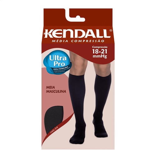 Meia Kendall masculina média compressão preta P