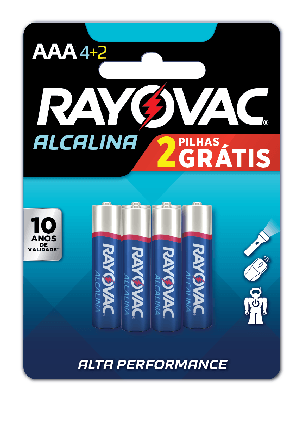 Kit Pilhas Rayovac Alcalina AAA Palito Com 4 Unidades + 2 Unidades Grátis