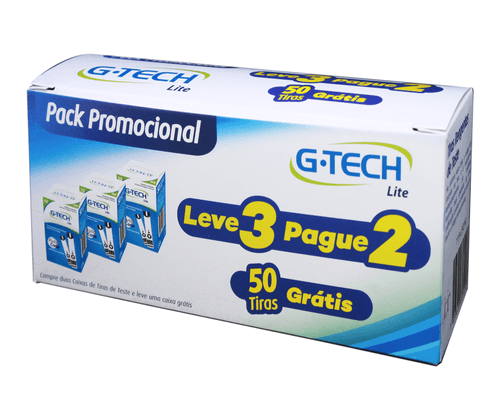 Kit Tiras Teste G-Tech Lite com 3 Caixas com 50 Tiras Cada Leve 3 Pague 2