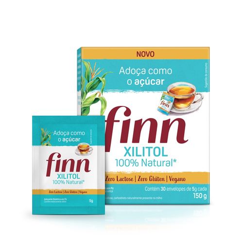 Adoçante Finn Xilitol Pó com 30 Envelopes de 5g Cada