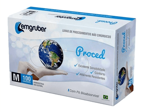Luvas de Procedimentos Lemgruber Proced M com 100 Unidades