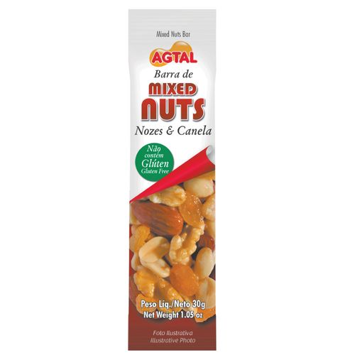 Barra Mixed Nuts Agtal Nozes e Canela 30g