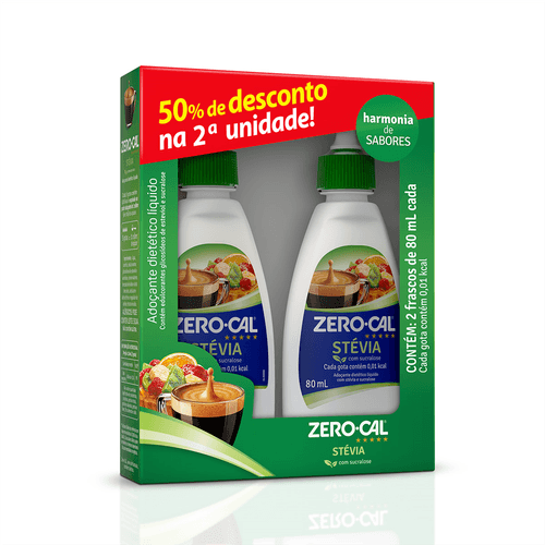 Kit Adoçante Zero-Cal Stevia com Sucralose 80ml com 50% de Desconto na 2º Unidade