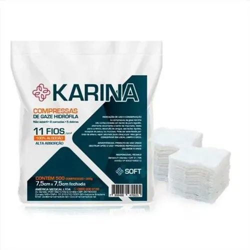 Compressas de Gaze Karina 11 Fios com 500 Unidades