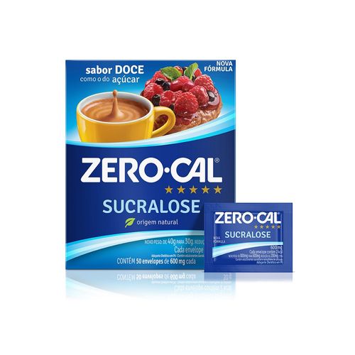 Adoçante Zero Cal Sucralose Pó 600g com 50 Envelopes