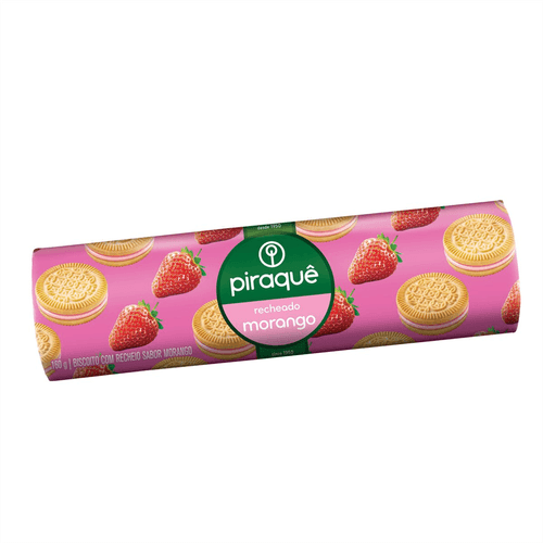 Biscoito Piraque Recheado Morango 160g