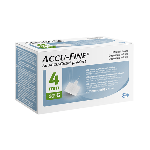 Agulha Accu Fine 4mm para Caneta Aplicadora de Insulina com 100 unidades