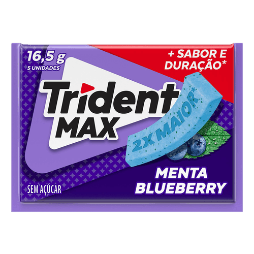 Chiclete Trident Max Menta Blueberry com 5 Unidades 16,5g