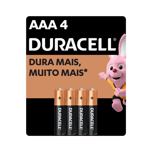 Pilha Alcalina Duracell AAA Palito com 4 Unidades