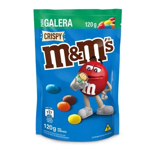 Confeitos de Chocolates ao Leite M&Ms Crispy 120g