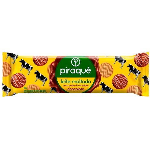 Biscoito Piraquê Leite Maltado com Cobertura Chocolate 80g