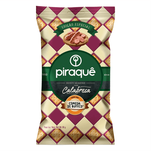 Biscoito Salgadinho Piraquê Comida Di Buteco Calabresa 90g