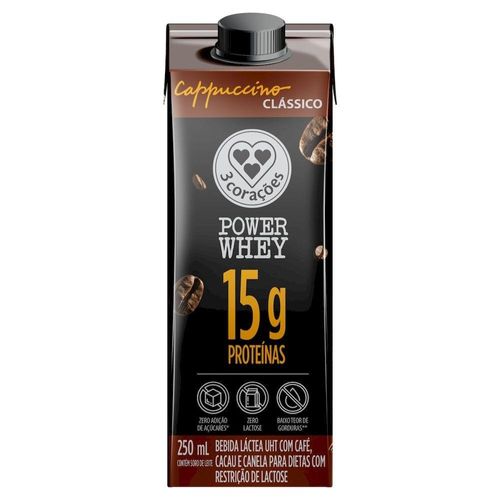 Bebida Láctea Três Corações Power Whey 250ml Sabor Cappuccino