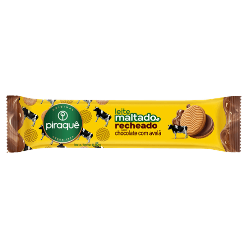Biscoito Piraquê Leite Maltado Recheado Chocolate com Avelã 85g