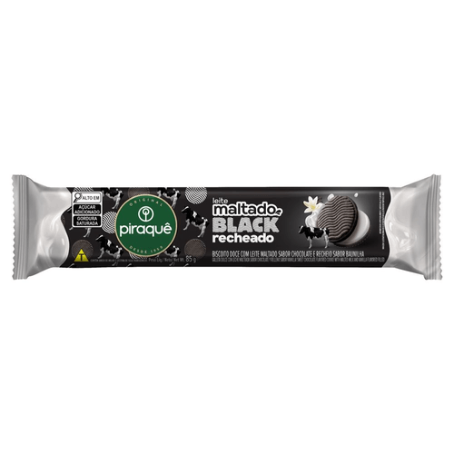 Biscoito Piraquê Leite Maltado Black Recheado 85g