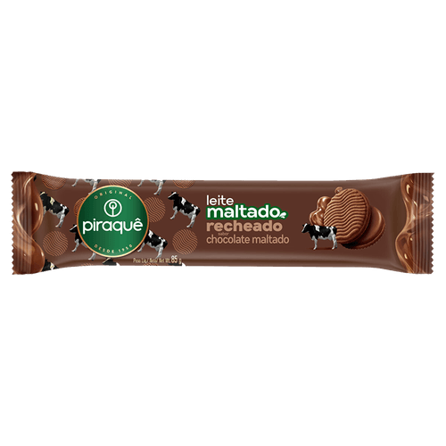 Biscoito Piraquê Leite Maltado Recheado Chocolate Maltado 85g