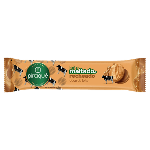 Biscoito Piraquê Leite Maltado Recheado Doce de Leite 85g