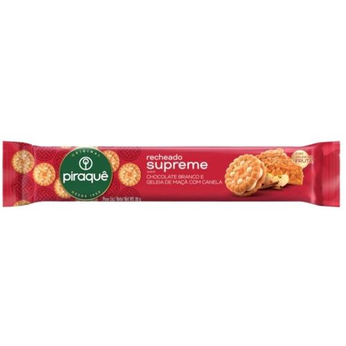 Biscoito Piraquê Recheado Supreme Chocolate Branco e Geleia de Maça com Canela 80g