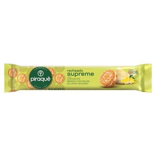 Biscoito Piraquê Recheado Supreme Chocolate Branco com Geleia de Limão Siciliano 80g