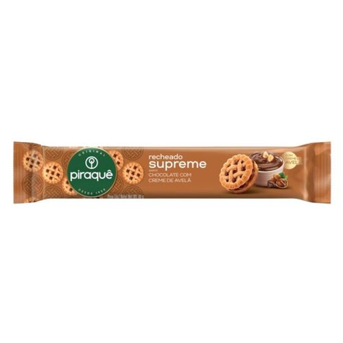 Biscoito Piraquê Recheado Supreme Chocolate com Creme de Avelã 80g
