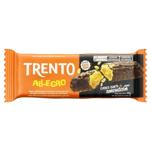 Wafer Trento Allegro Chocolate Dark com Amendoim 26g