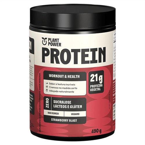 Proteína Plant Power Protein Pó Morango 490g