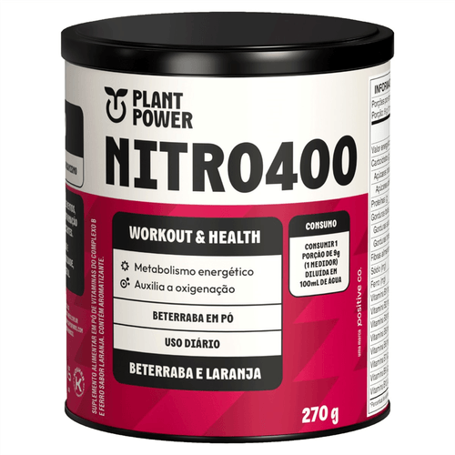Suplemento Plant Power Nitro400 Pó Beterraba e Laranja 270g