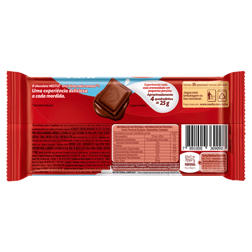 Chocolate Nestlé Classic ao Leite Tablete 80g