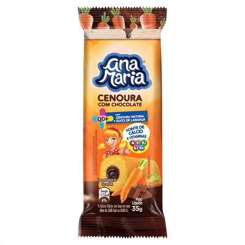 Bolinho Cenoura Recheio Chocolate Ana Maria QD+ Pacote 35g