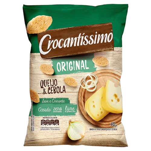 Snack de Trigo Assado Crocantissimo Original Queijo & Cebola Pacote com 40g