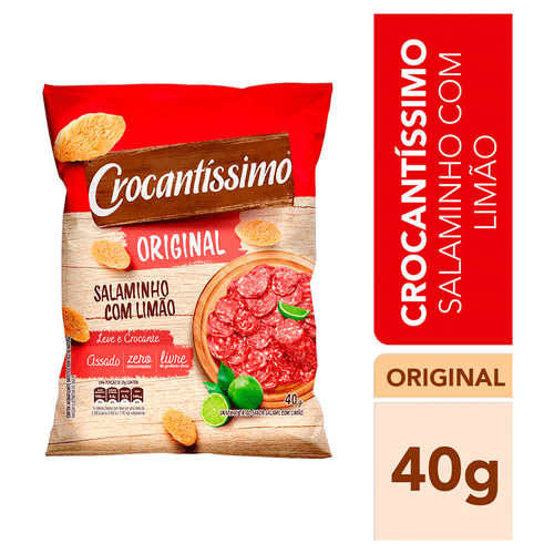 Snack de Trigo Assado Crocantissimo Original Salaminho com Limao Pacote com 40g
