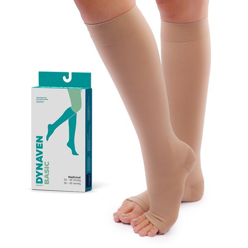 Meia 3/4 Panturrilha Tamanho P2 Sigvaris Dynaven Basic Bege com 1 Par