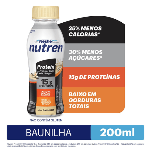 Bebida Láctea Nutren Protein 15g de proteínas Baunilha 260ml