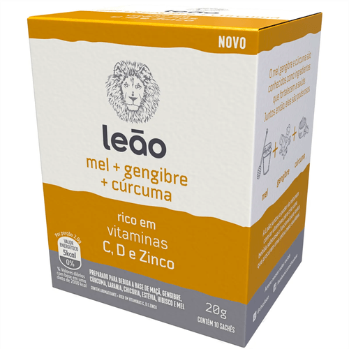 Chá Vitamínico Matte Leão Mel + Gengibre + Cúrcuma com 10 Unidades